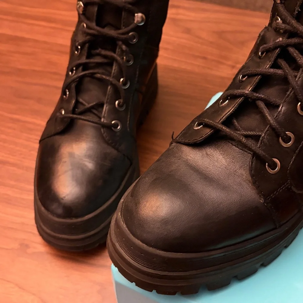 Marc Fisher Black Platform Combat Boots - Picture 3 of 8